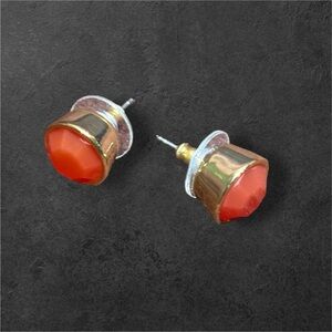 Orange/Gold Women's Solid Stud Earrings
